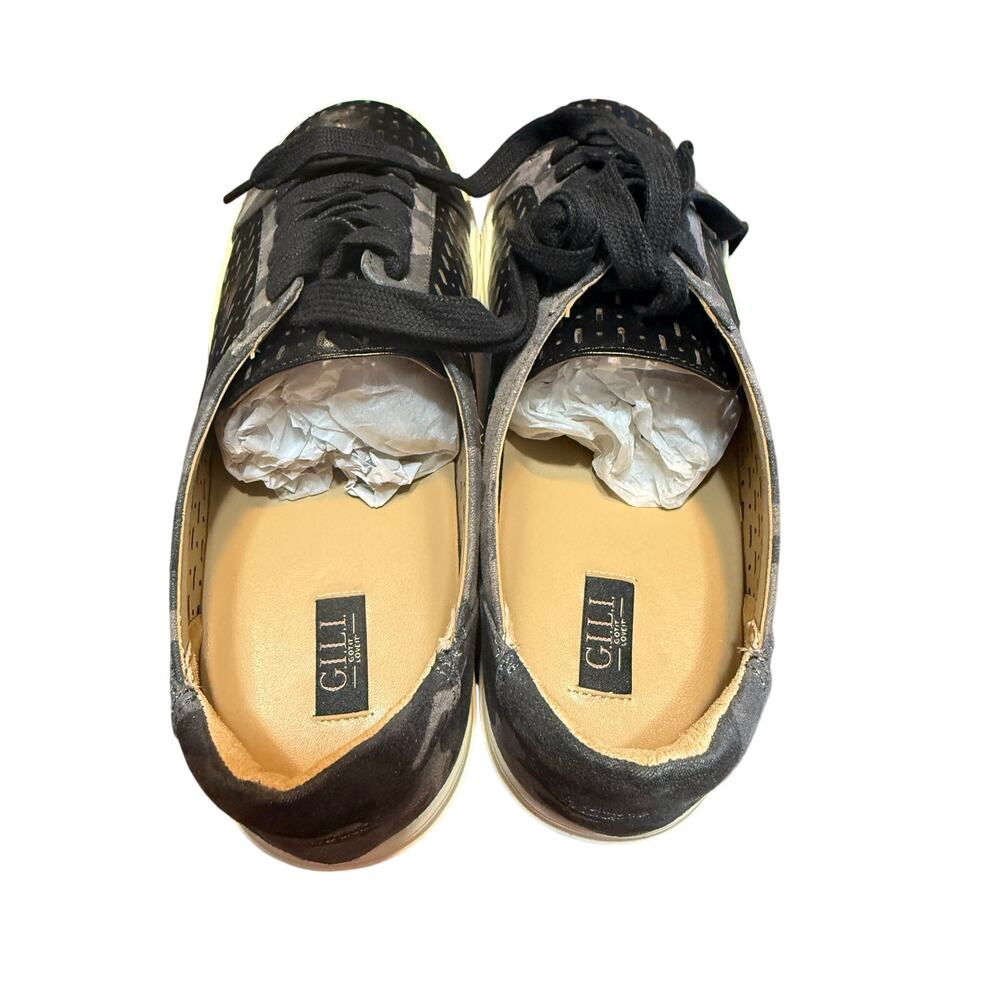 GILI Women’s Adalie Lace Up Sneakers Black Perforated Camo Trim Size 8M NWB - Picture 11 of 16